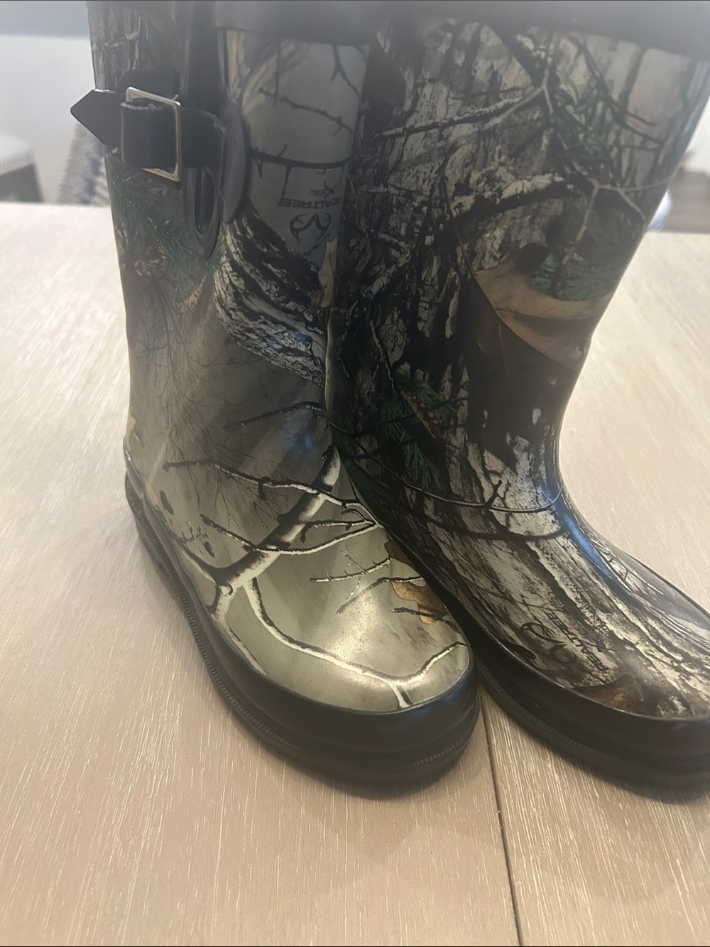 Kids Camo Rain‎ Boots with Adjustable Buckle - Green/Black